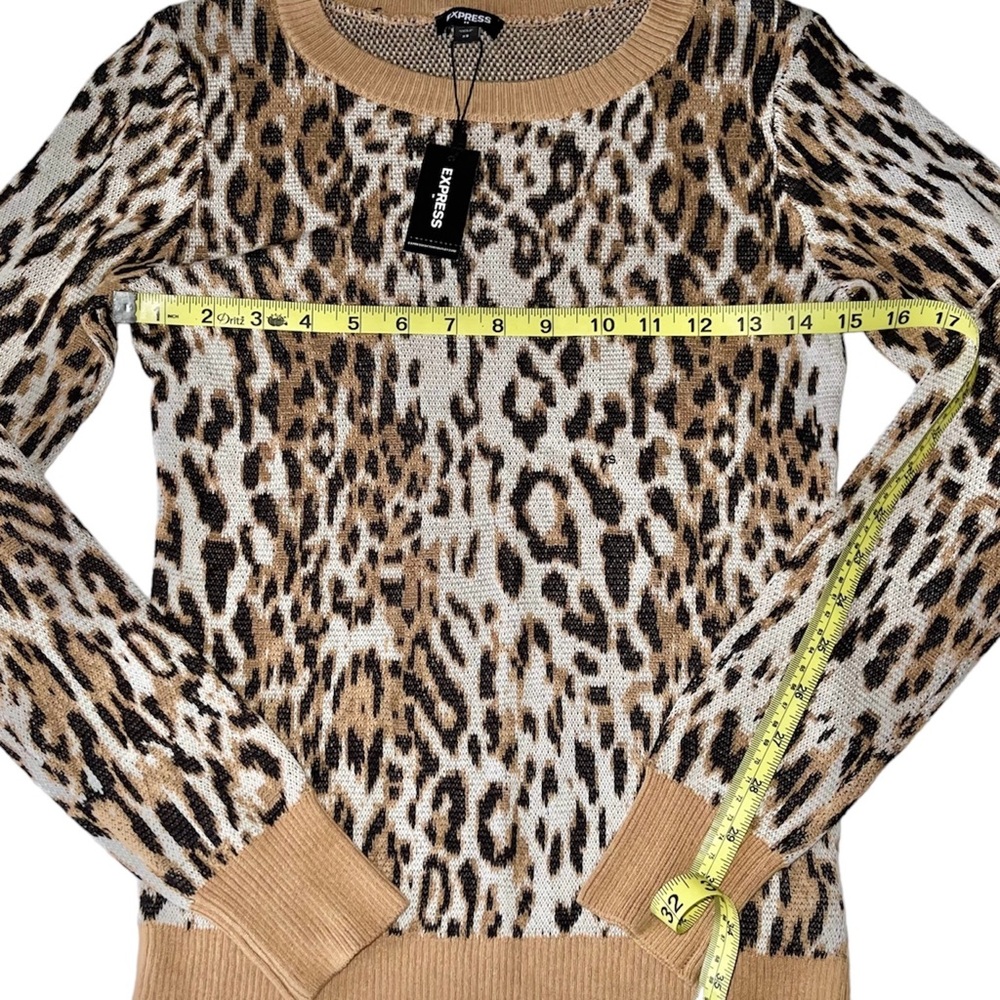 Express Cream & Tan Animal Cheetah Print Sweater Sz  XS - Picture 2 of 7